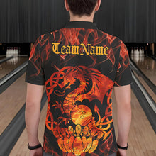 Load image into Gallery viewer, Custom Fire Flame Viking Dragon Bowling Polo Team Shirts For Men, Celtic Bowling Shirts IPHW8587