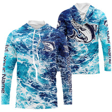 Load image into Gallery viewer, Custom Chinook King Salmon Saltwater Long Sleeve Fishing Shirts, Ocean Camo Salmon Fishing Jerseys IPHW6068