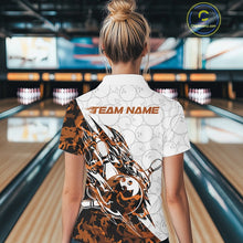 Load image into Gallery viewer, Custom Orange Camo Bowling Women Quarter-Zip Shirt, Bowling Ball Pattern Team Jerseys IPHW10989