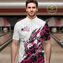 Load image into Gallery viewer, Custom Pink Camo Bowling Men Quarter-Zip Shirt, Bowling Ball Pattern Team Jerseys IPHW10992