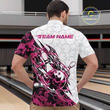 Load image into Gallery viewer, Custom Pink Camo Bowling Men Quarter-Zip Shirt, Bowling Ball Pattern Team Jerseys IPHW10992