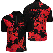 Load image into Gallery viewer, Custom Name Black And Red Bowling Team Shirts For Men And Women, Bowling League Jerseys IPHW6434
