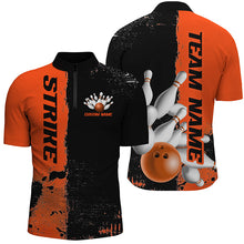 Load image into Gallery viewer, Black And Orange Strike Bowling Team Shirts For Men And Women, Custom Bowling Jerseys For Bowlers IPHW6439