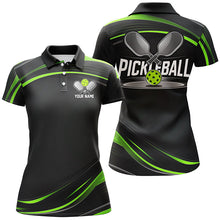 Load image into Gallery viewer, Black And Green Custom Womens Pickleball Shirts, Personalized Pickleball Jerseys IPHW6943