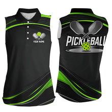 Load image into Gallery viewer, Black And Green Custom Womens Pickleball Shirts, Personalized Pickleball Jerseys IPHW6943