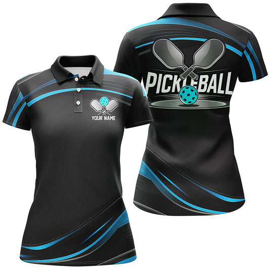Black And Blue Custom Womens Pickleball Shirts, Personalized Pickleball Jerseys IPHW6944