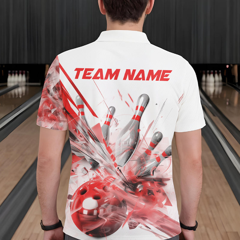 Custom Black And Red Men Bowling Team Shirts, Bowling League Shirt Bowlers Outfit IPHW10782