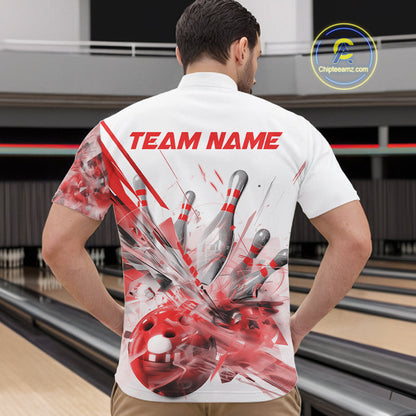 Custom Black And Red Men Bowling Team Shirts, Bowling League Shirt Bowlers Outfit IPHW10782