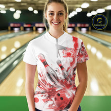 Load image into Gallery viewer, Custom Black And Red Women Bowling Team Shirts, Bowling League Shirt Bowlers Outfit IPHW10782