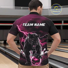 Load image into Gallery viewer, Pink Thunder Lightning Custom Panther Men Bowling Quarter-Zip Shirts, Panther Bowling Jerseys IPHW10794