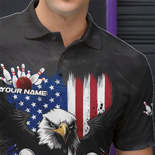 Load image into Gallery viewer, Custom Grunge US Flag Eagle Bowling Men Polo Shirts, Patriotic Camo Bowling Team Shirt IPHW8910