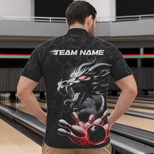 Load image into Gallery viewer, Custom Black And Red Dragon Bowling Men Quarter-Zip Shirts, Bowling Pattern Dragon Bowler Outfit IPHW8916
