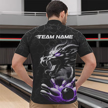 Load image into Gallery viewer, Custom Black And Purple Dragon Bowling Men Quarter-Zip Shirts, Bowling Pattern Dragon Bowler Outfit IPHW8917