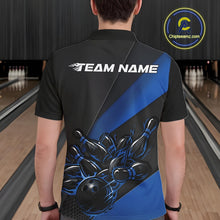 Load image into Gallery viewer, Custom Black And Blue Flame Men Bowling Team Shirts, Bowling League Shirt Bowler Jerseys IPHW11291