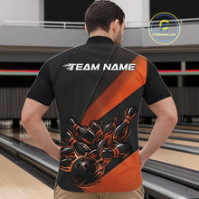 Load image into Gallery viewer, Custom Black And Orange Flame Men Bowling Shirts, Bowling League Shirt Bowler Jerseys IPHW11292