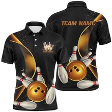 Load image into Gallery viewer, Custom Black And Gold Bowling Team Shirts For Men And Women, Unisex Bowling League Shirts IPHW6616