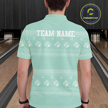Load image into Gallery viewer, Custom Funny Santa Christmas Men Bowling Polo Shirts, Mint Green Xmas Team Outfit IPHW10143