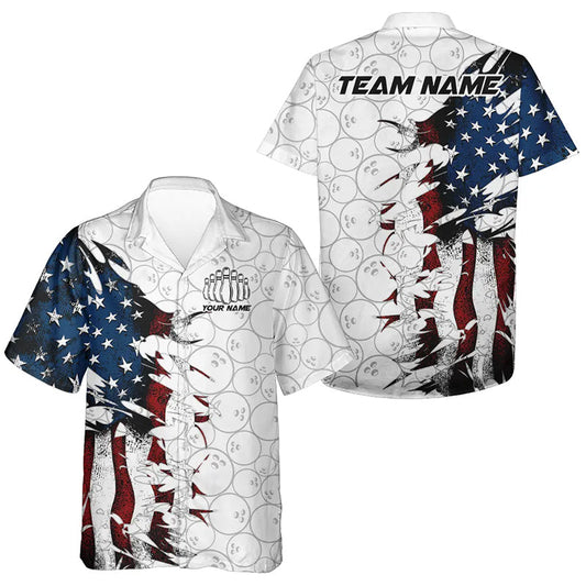 Vintage American Flag Custom Patriotic Bowling Shirts For Men And Women And Women, Outfits Bowling IPHW6984
