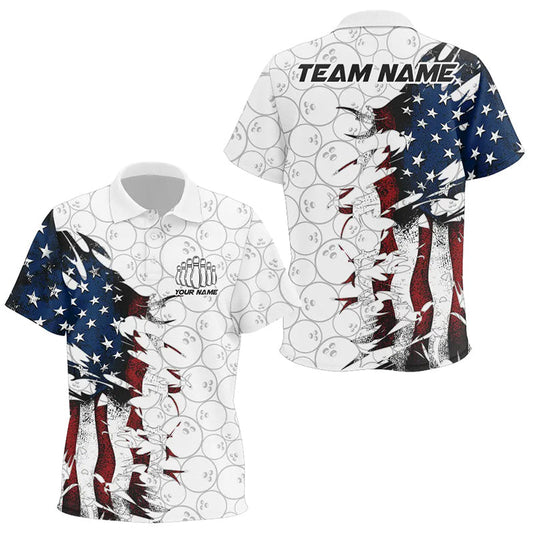 Vintage American Flag Custom Patriotic Bowling Shirts For Kid And Women, Outfits Bowling IPHW6984