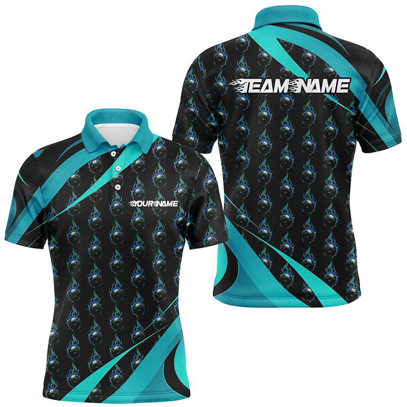 Customized Blue Flame Bowling Shirts For Men And Women, Team Bowling Jerseys With Name IPHW6992