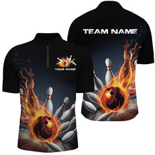 Load image into Gallery viewer, Personalized Flame Bowling Shirts For Men, Bowling League Shirts Bowling Team Uniform IPHW7515