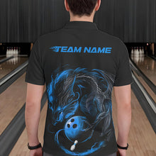 Load image into Gallery viewer, Custom Black And Blue Dragon Bowling Polo Shirts For Men, Dragon Bowling Tournament Team Shirt IPHW8419