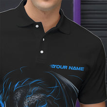Load image into Gallery viewer, Custom Black And Blue Dragon Bowling Polo Shirts For Men, Dragon Bowling Tournament Team Shirt IPHW8419