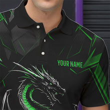Load image into Gallery viewer, Custom Black And Irish Green Dragon Bowling Polo Shirts For Men, Bowling Team Uniform IPHW8641