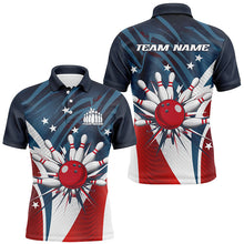 Load image into Gallery viewer, Custom Us Bowling Shirts For Men, American Flag Patriotic Bowling Team Shirt Bowling Jerseys IPHW7539