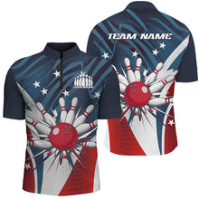 Load image into Gallery viewer, Custom Us Bowling Shirts For Men, American Flag Patriotic Bowling Team Shirt Bowling Jerseys IPHW7539