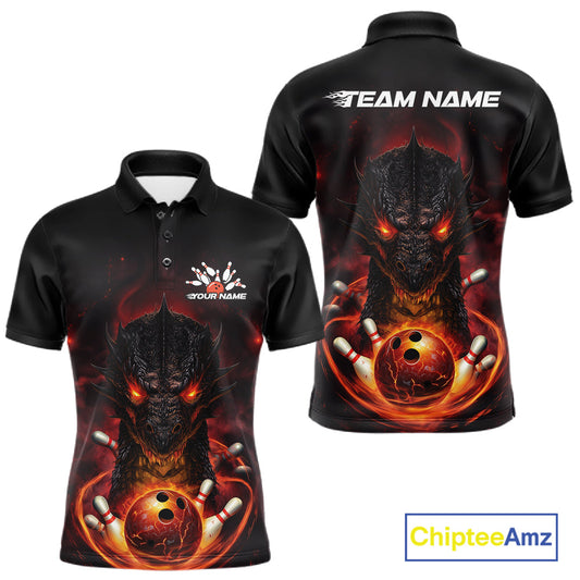 Custom Dragon Bowling Team Men Polo Shirt, Dragon Bowling Jersey Bowlers Outfit IPHW10271