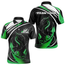 Load image into Gallery viewer, Custom Black And Green Dragon Bowling Jerseys, Dragon Bowling Team Polo Shirts For Men IPHW8652