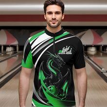 Load image into Gallery viewer, Custom Black And Green Dragon Bowling Jerseys, Dragon Bowling Team Quarter-Zip Shirts For Men IPHW8652