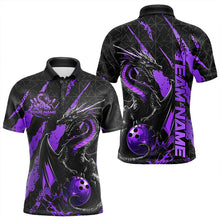 Load image into Gallery viewer, Custom Black And Purple Dragon Bowling Team Polo Shirts For Men, Dragon Bowling Jerseys IPHW8926