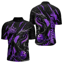 Load image into Gallery viewer, Custom Black And Purple Dragon Bowling Team Quarter-Zip Shirts For Men, Dragon Bowling Jerseys IPHW8926