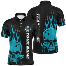 Load image into Gallery viewer, Personalized Skull Bowling Shirt For Men, Women And Kids, Custom Team'S Name Flame Bowler Jerseys IPHW5916