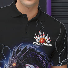 Load image into Gallery viewer, Custom Thunder Lightning Dragon Bowling Polo Shirts For Men, Dragon Bowling League Shirt IPHW8677