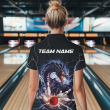 Load image into Gallery viewer, Custom Thunder Lightning Dragon Womens Bowling Quarter-Zip Shirts, Bowling League Shirt IPHW8677