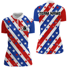 Load image into Gallery viewer, Personalized American Flag Bowling Team Shirts, Patriotic Bowling League Shirts For Women IPHW6518