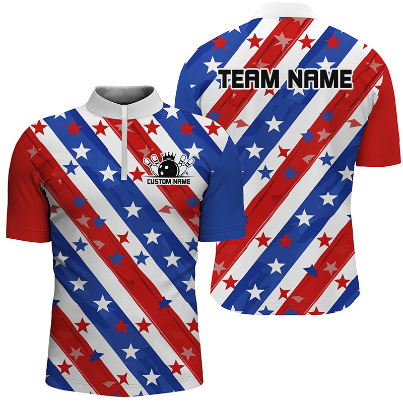 Personalized American Flag Bowling Team Shirts, Patriotic Bowling League Shirts For Men And Women IPHW6518