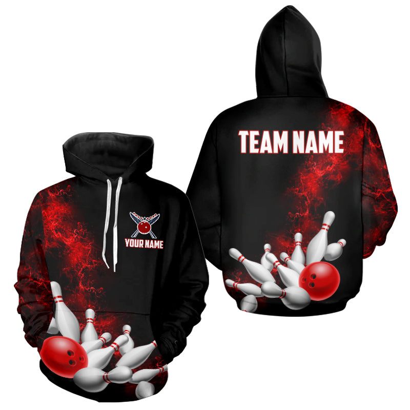 Custom Red Strike Bowling Hoodie, Bowling Team Jerseys Bowling League Shirt IPHW5469