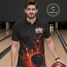 Load image into Gallery viewer, Custom Vintage Patriotic Flame Eagle Bowling Men Shirts, US Flag Bowling League Shirt IPHW10145