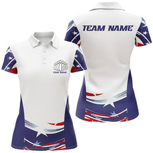 Load image into Gallery viewer, Personalized Patriotic Bowling Shirts For Women, Ameircan Flag Bowling Team Jersey Styles IPHW6671