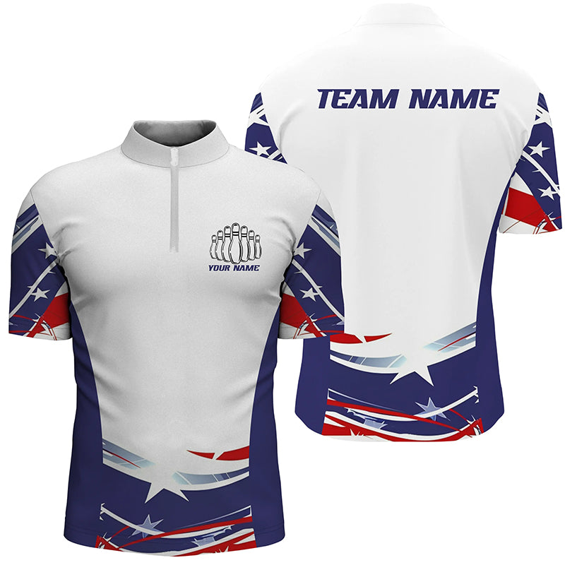 Personalized Patriotic Bowling Shirts For Men And Women, Ameircan Flag Bowling Team Jersey Styles IPHW6671