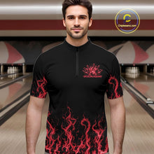 Load image into Gallery viewer, Custom Red Flame Skull Bowling Team Shirts For Men, Halloween Bowling Jerseys IPHW10553