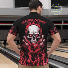 Load image into Gallery viewer, Custom Red Flame Skull Bowling Team Shirts For Men, Halloween Bowling Jerseys IPHW10553