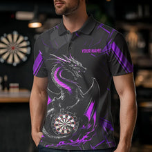 Load image into Gallery viewer, Custom Black And Purple Dragon Dart Polo Shirts For Men, Dart Jerseys Dart Tournament Shirt IPHW8708