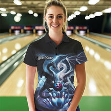 Load image into Gallery viewer, Custom Blue Lightning Black And White Dragons Bowling Polo Shirts For Women Bowlers Outfit IPHW8957