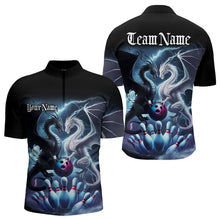 Load image into Gallery viewer, Custom Blue Lightning Black And White Dragons Bowling Quarter-Zip Shirts For Men Bowlers Outfit IPHW8957
