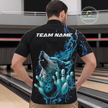 Load image into Gallery viewer, Custom Blue Wolf Howling Men Quarter-Zip Shirt, Wolf Bowling Team Jerseys IPHW10158